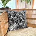 Geo Flowers Black Sadza Pillow Cover Handcrafted in Zimbabwe