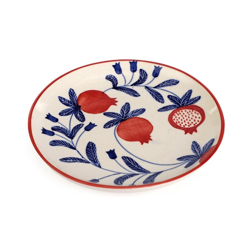 Anaar Pomegranate Snack Plate  Handpainted Stoneware, Set of 2