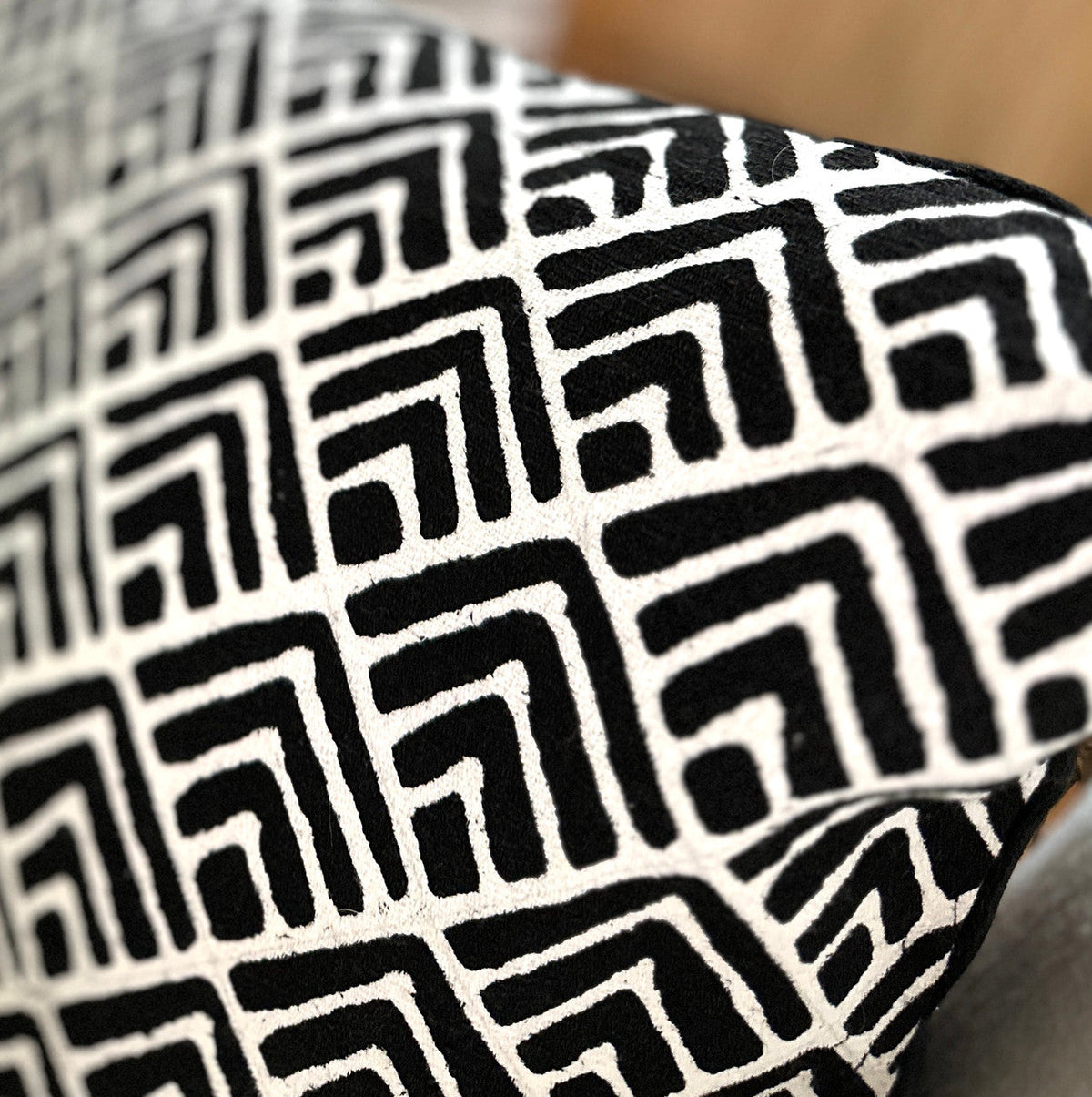 Geo Flowers Black Sadza Pillow Cover Handcrafted in Zimbabwe