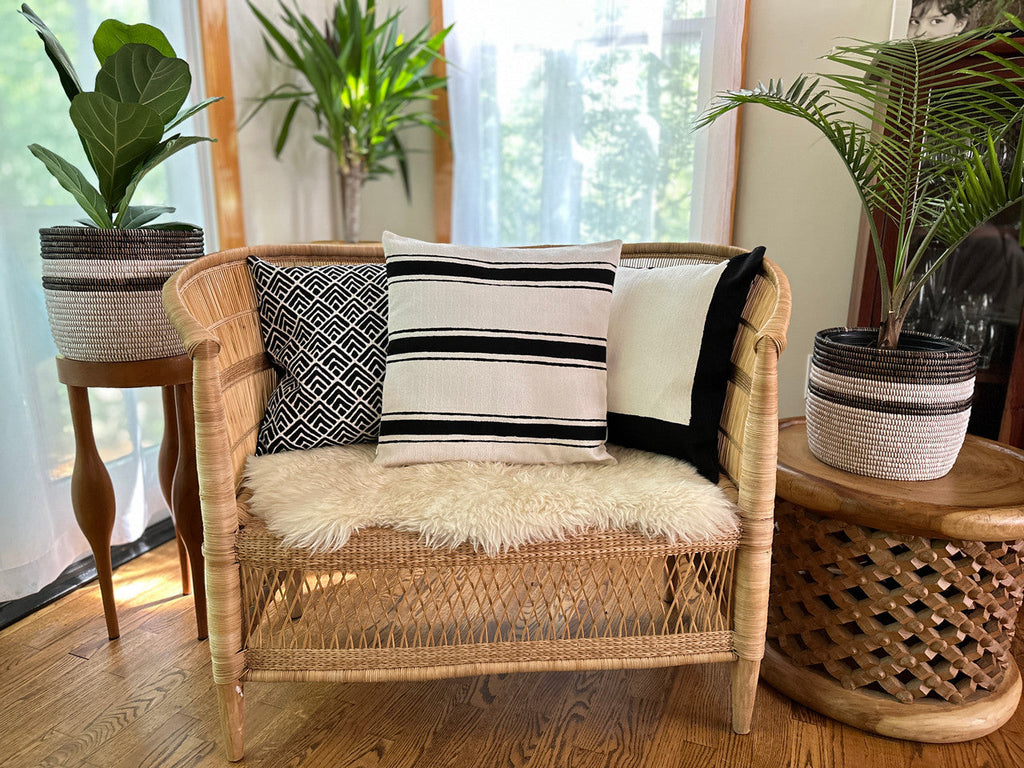 Striped White Sadza Pillow Cover Handcrafted in Zimbabwe