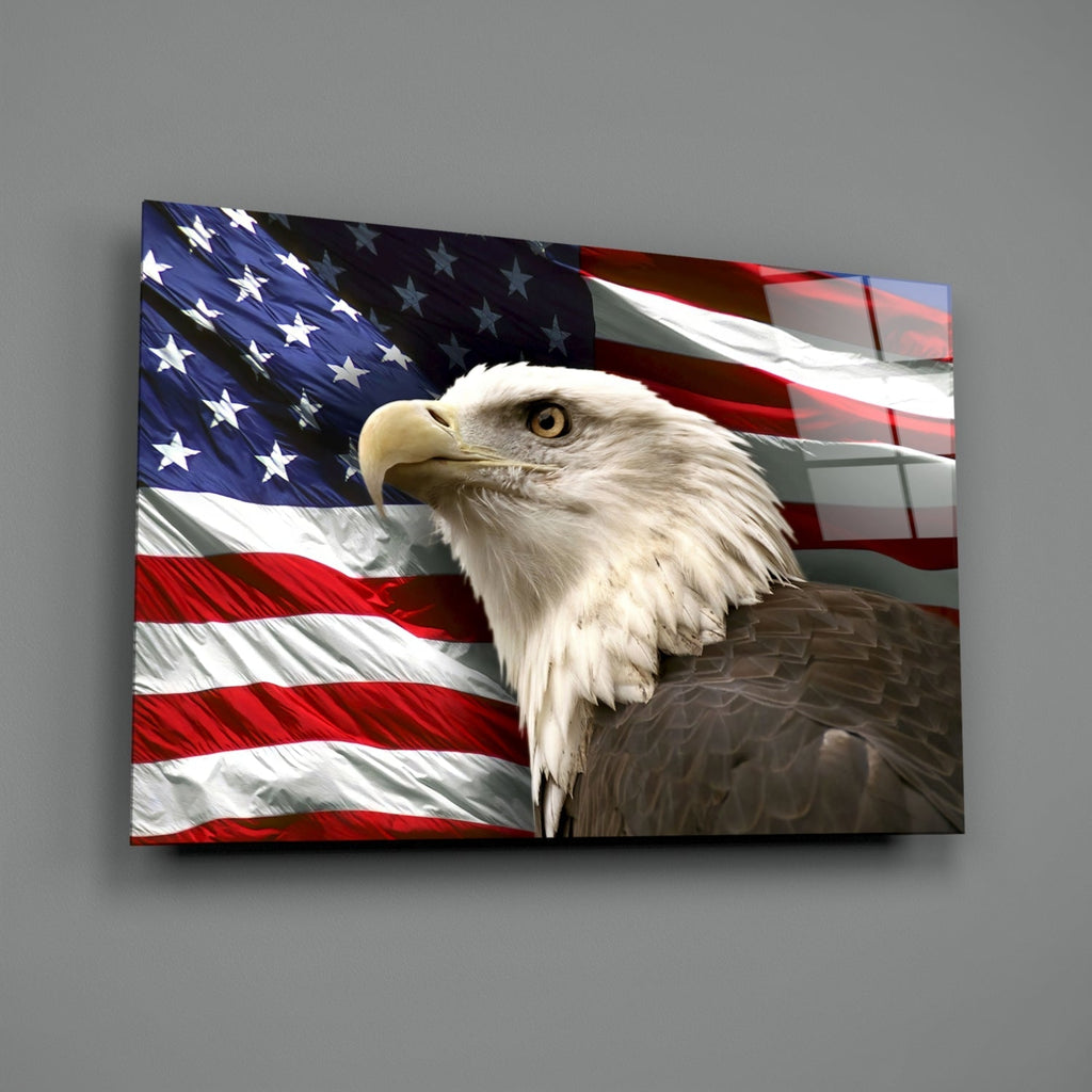 Eagle & Flag Patriotic Portrait Glass Art