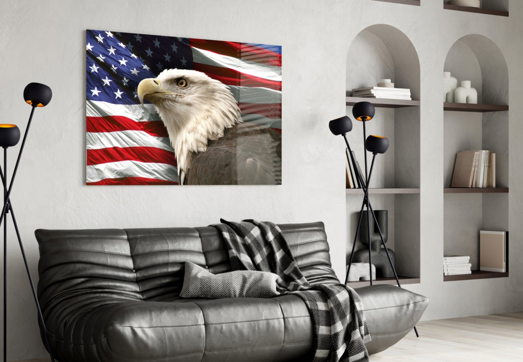 Eagle & Flag Patriotic Portrait Glass Art