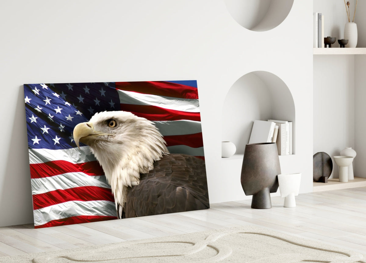 Eagle & Flag Patriotic Portrait Glass Art