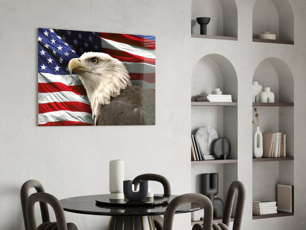 Eagle & Flag Patriotic Portrait Glass Art