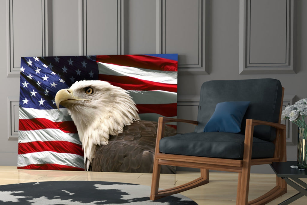Eagle & Flag Patriotic Portrait Glass Art