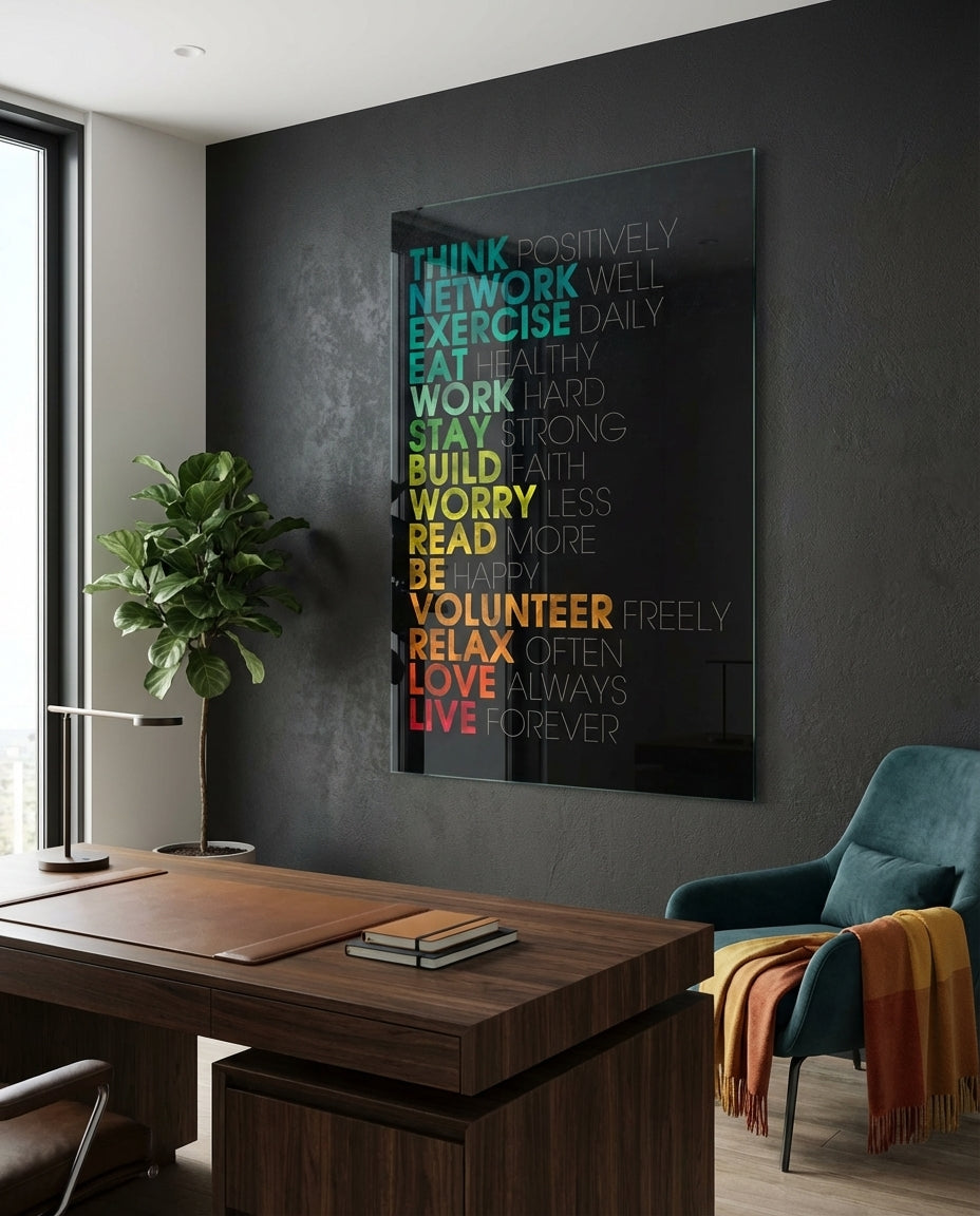 Life Manifesto Typographic Glass Art