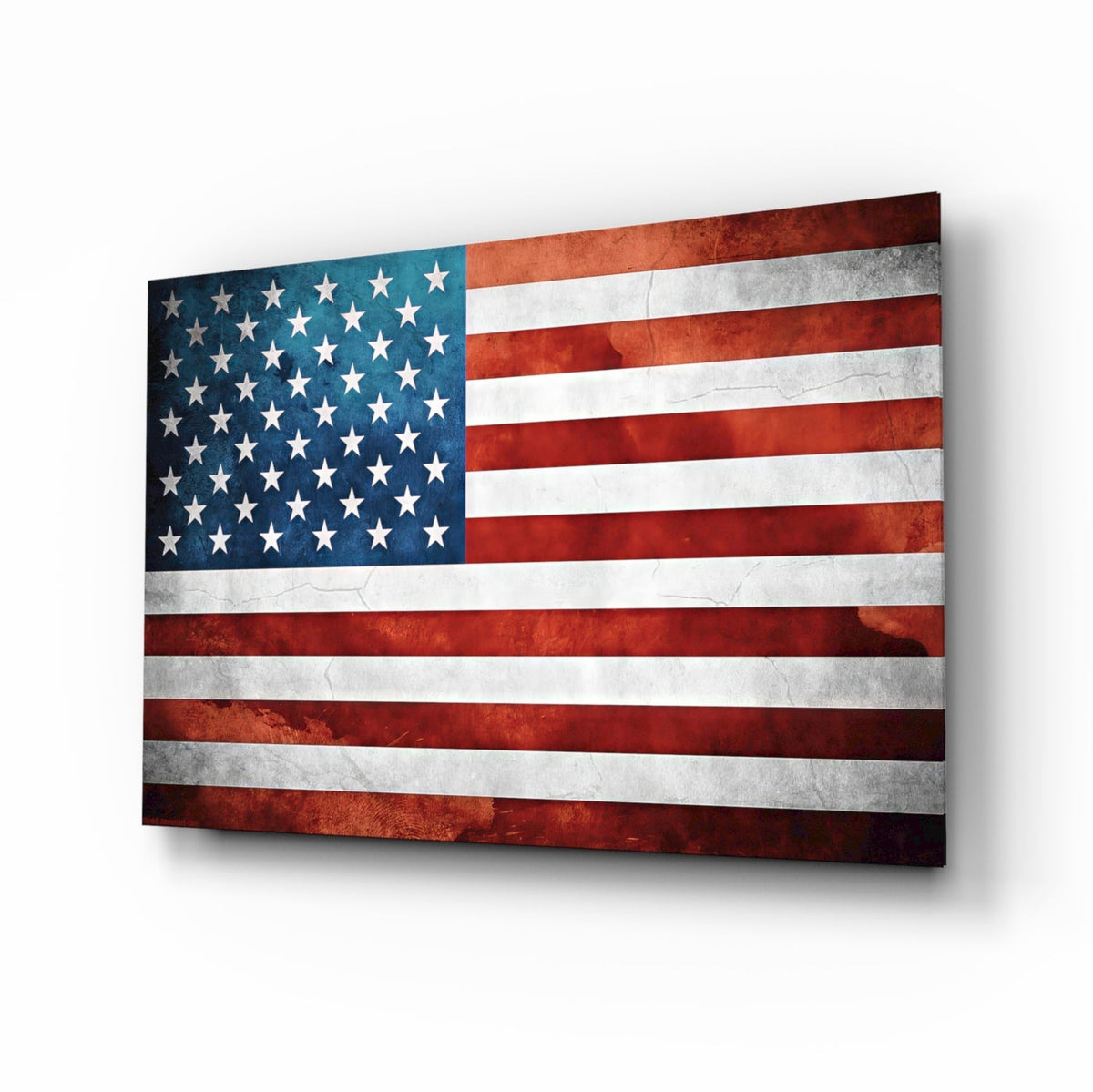 Vintage American Flag Watercolor Glass Wall Art