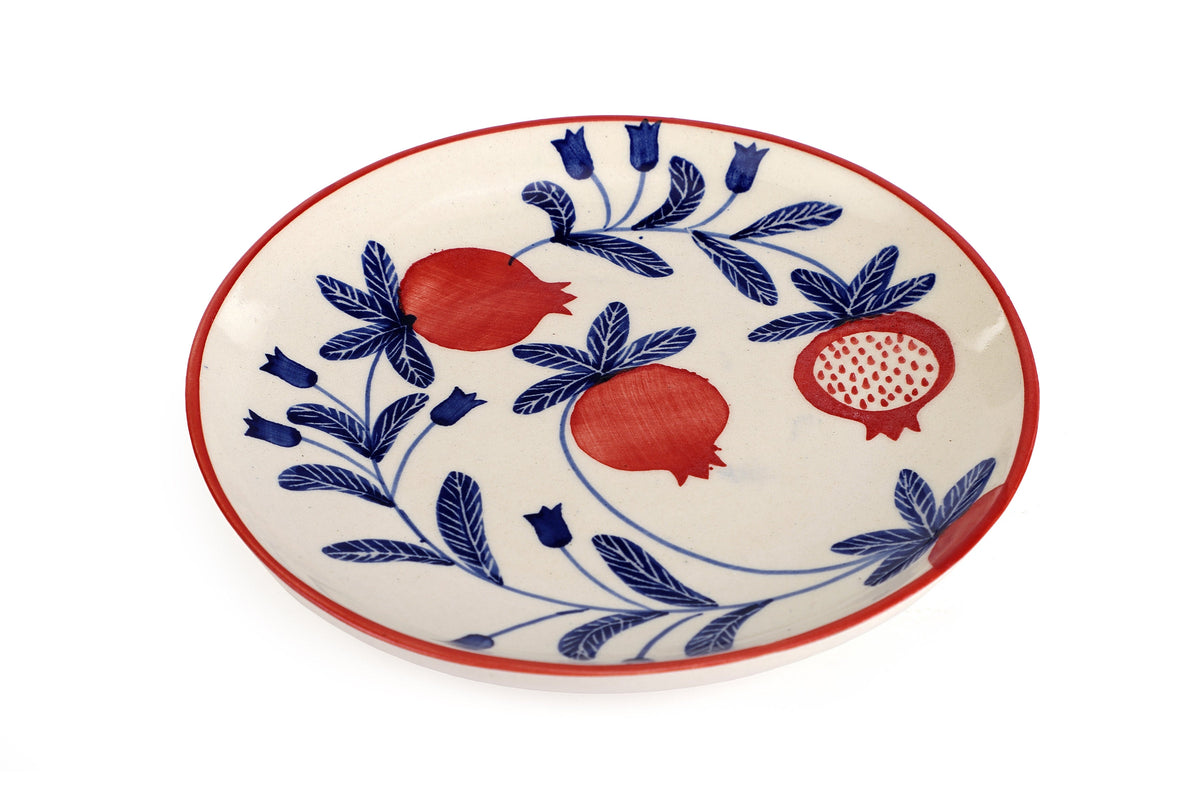 Anaar Pomegranate Snack Plate  Handpainted Stoneware, Set of 2