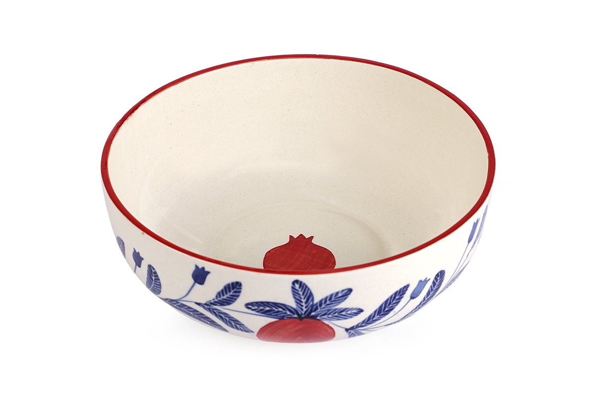 Anaar Pomegranate Serving Bowl  Handpainted Stoneware, Set of 2