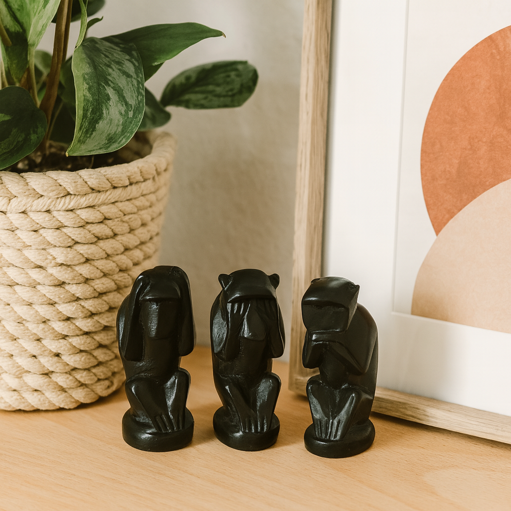 Ugandan Wood Chimpanzee Set  African Blackwood