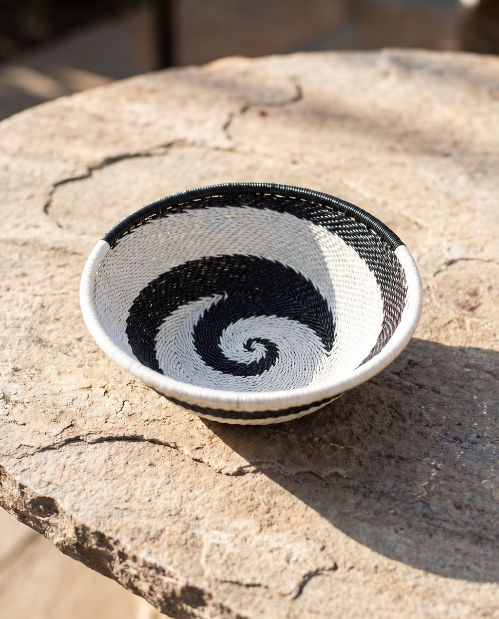 Zulu Wire Basket Bowl  Black & White, Small