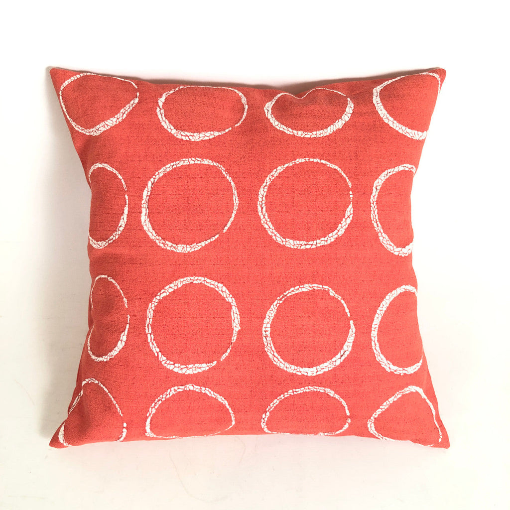 Sadza Circles Pillow Cover  Madagascar Coral