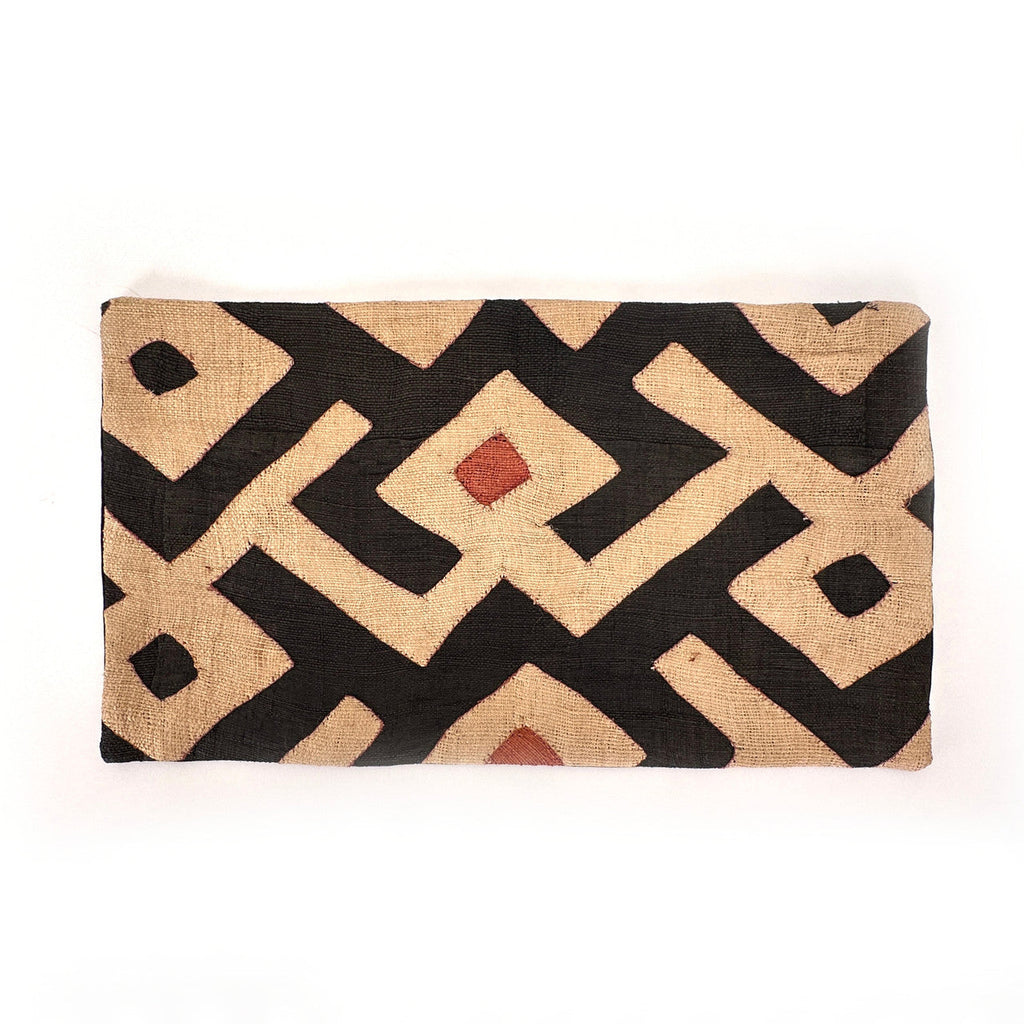 Kuba Cloth Rectangular Pillow Cover Raffia Weave, DR Congo