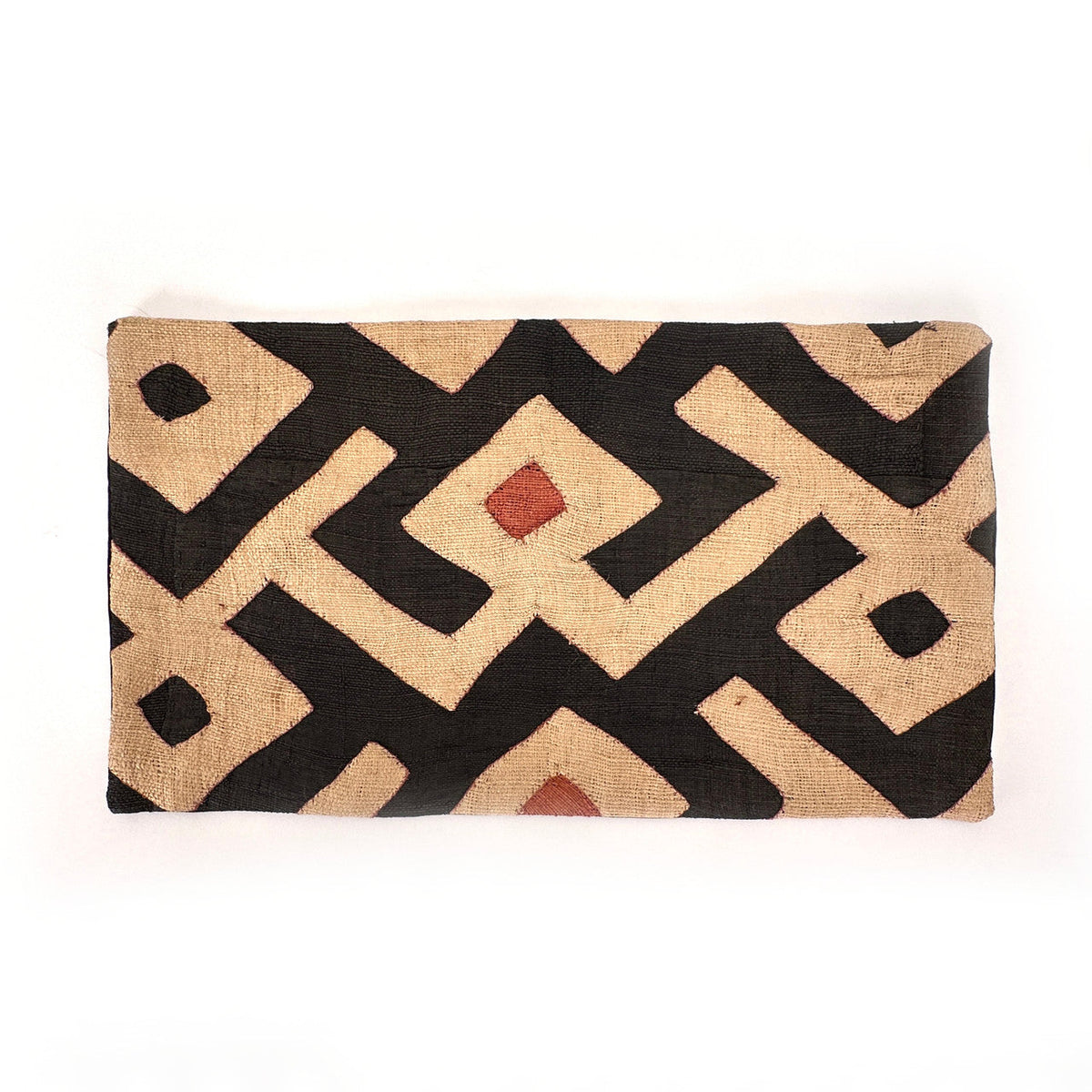 Kuba Cloth Rectangular Pillow Cover Raffia Weave, DR Congo
