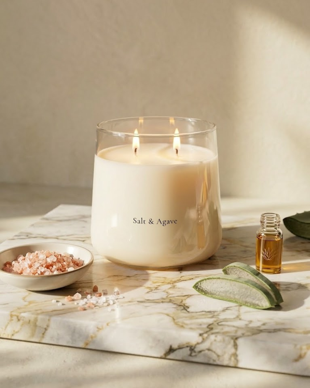 Salt & Agave Double-Wick Scented Candle Jar