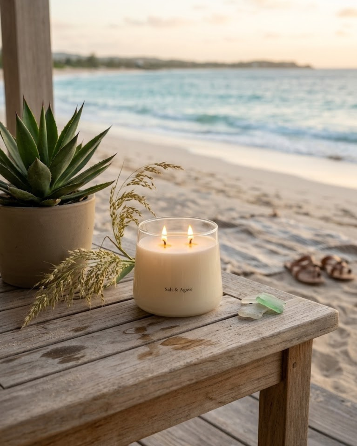 Salt & Agave Double-Wick Scented Candle Jar