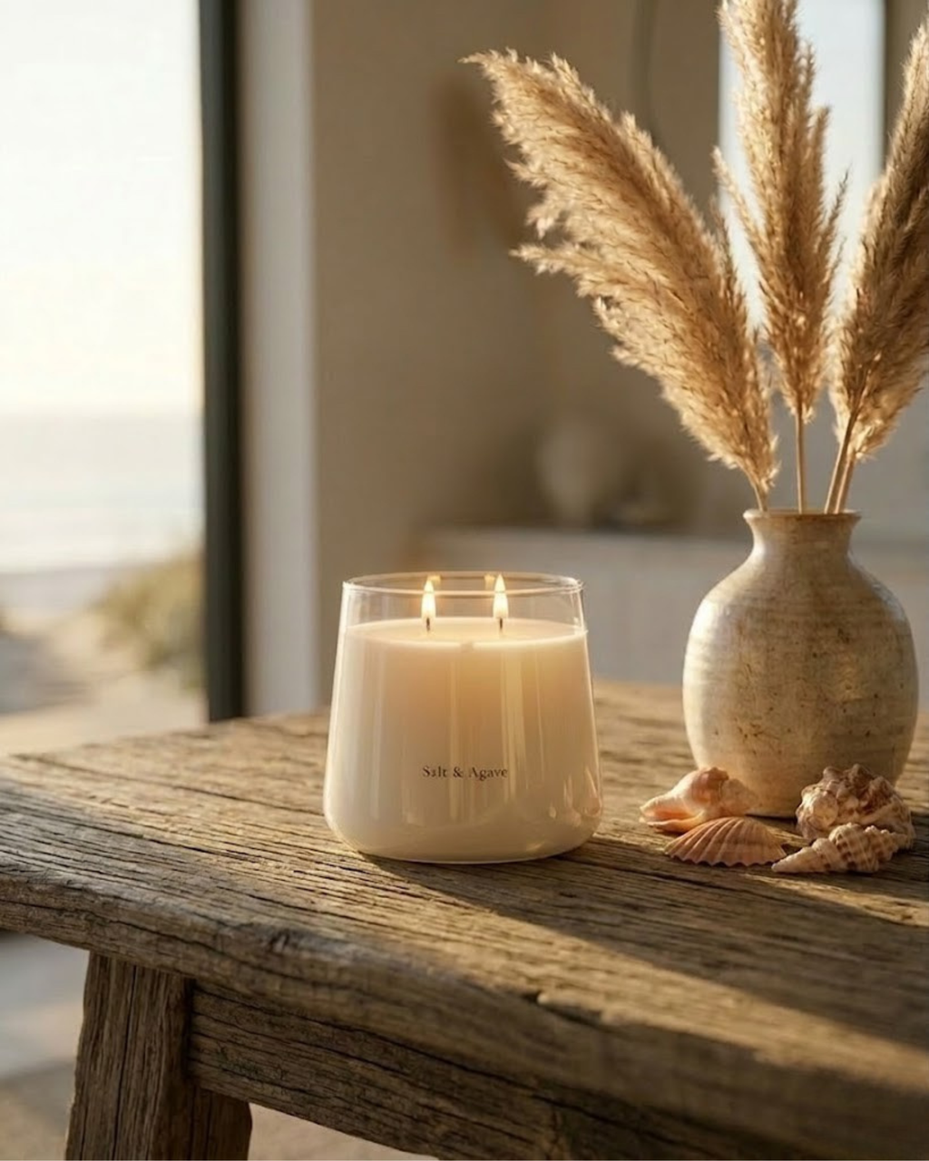 Salt & Agave Double-Wick Scented Candle Jar