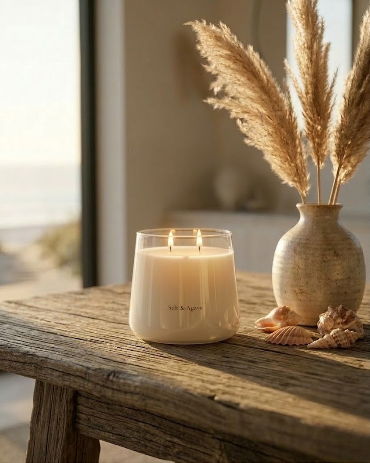 Salt & Agave Double-Wick Scented Candle Jar