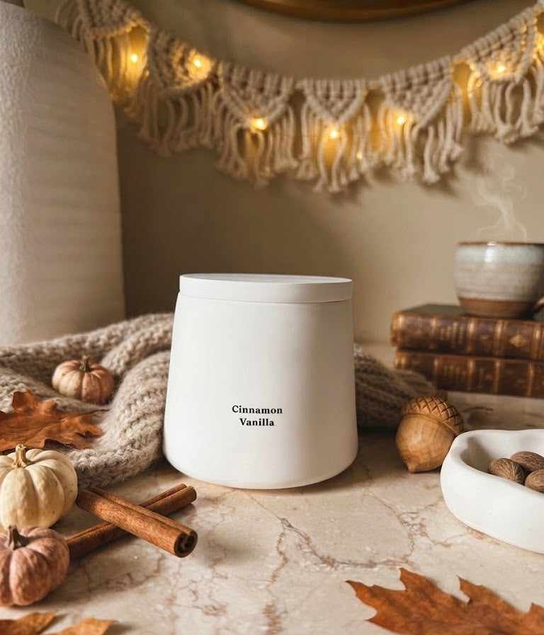 Cinnamon Vanilla Wood Wick Ceramic Candle