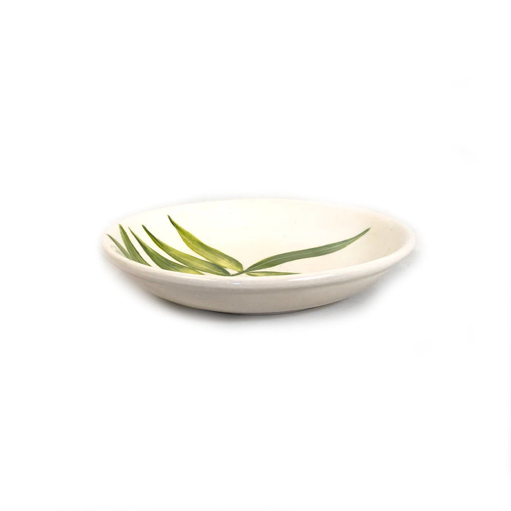 Green Floating Leaves Dessert Plate Handpainted Ceramic, South Africa