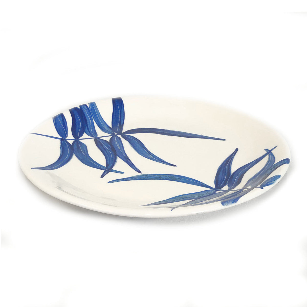 Blue Floating Leaves Dinner Plate Handpainted Ceramic, South Africa