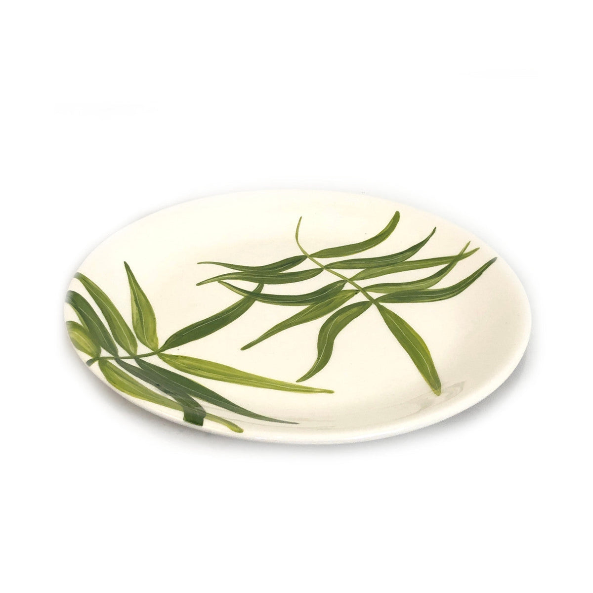 Green Floating Leaves Dinner Plate Handpainted Ceramic, South Africa