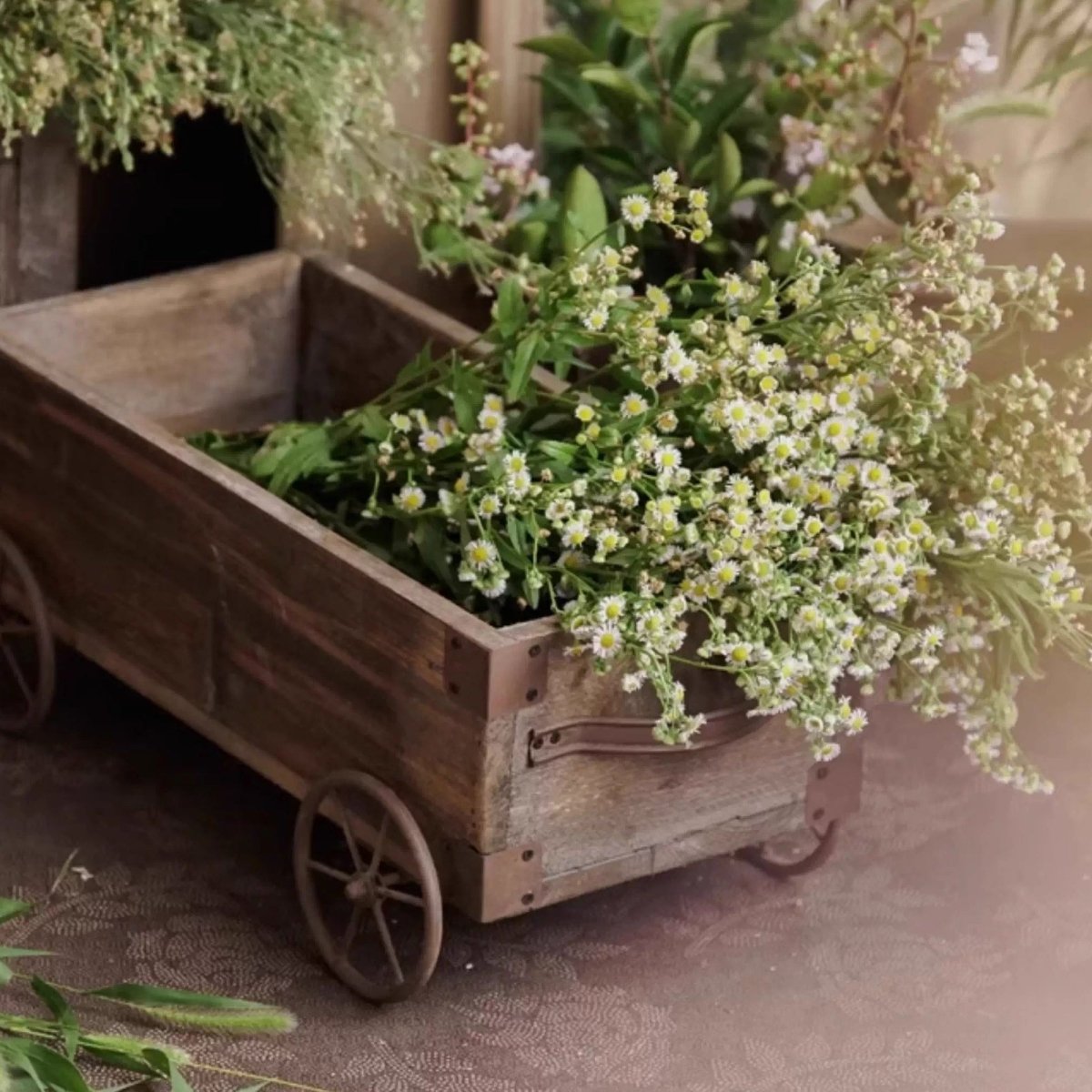 Wooden Wagon Garden Planter Box