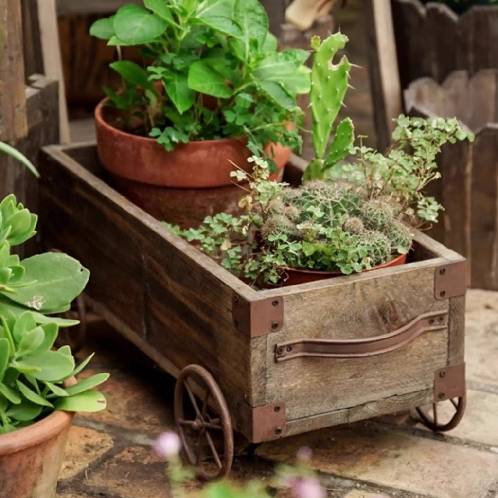 Wooden Wagon Garden Planter Box