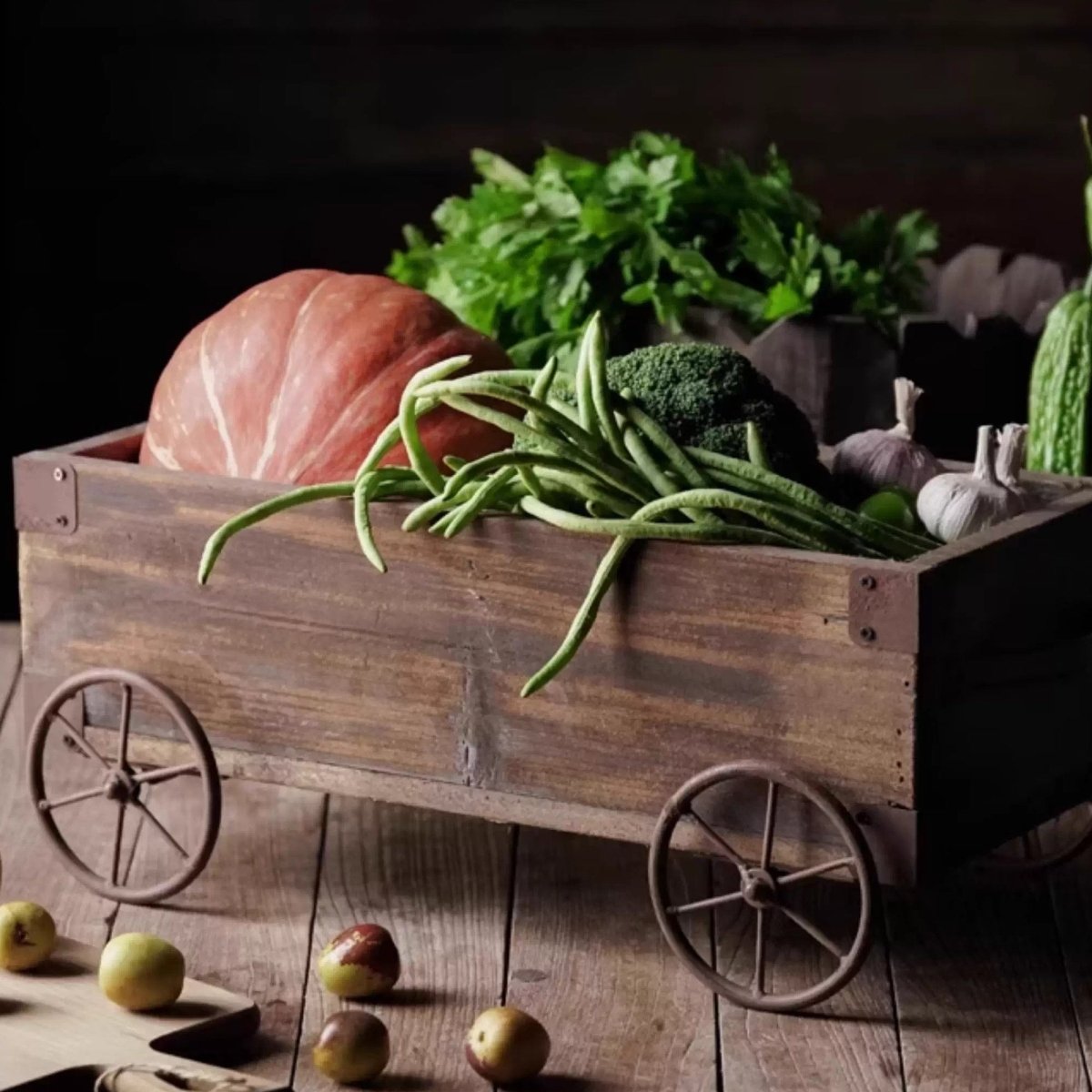Wooden Wagon Garden Planter Box