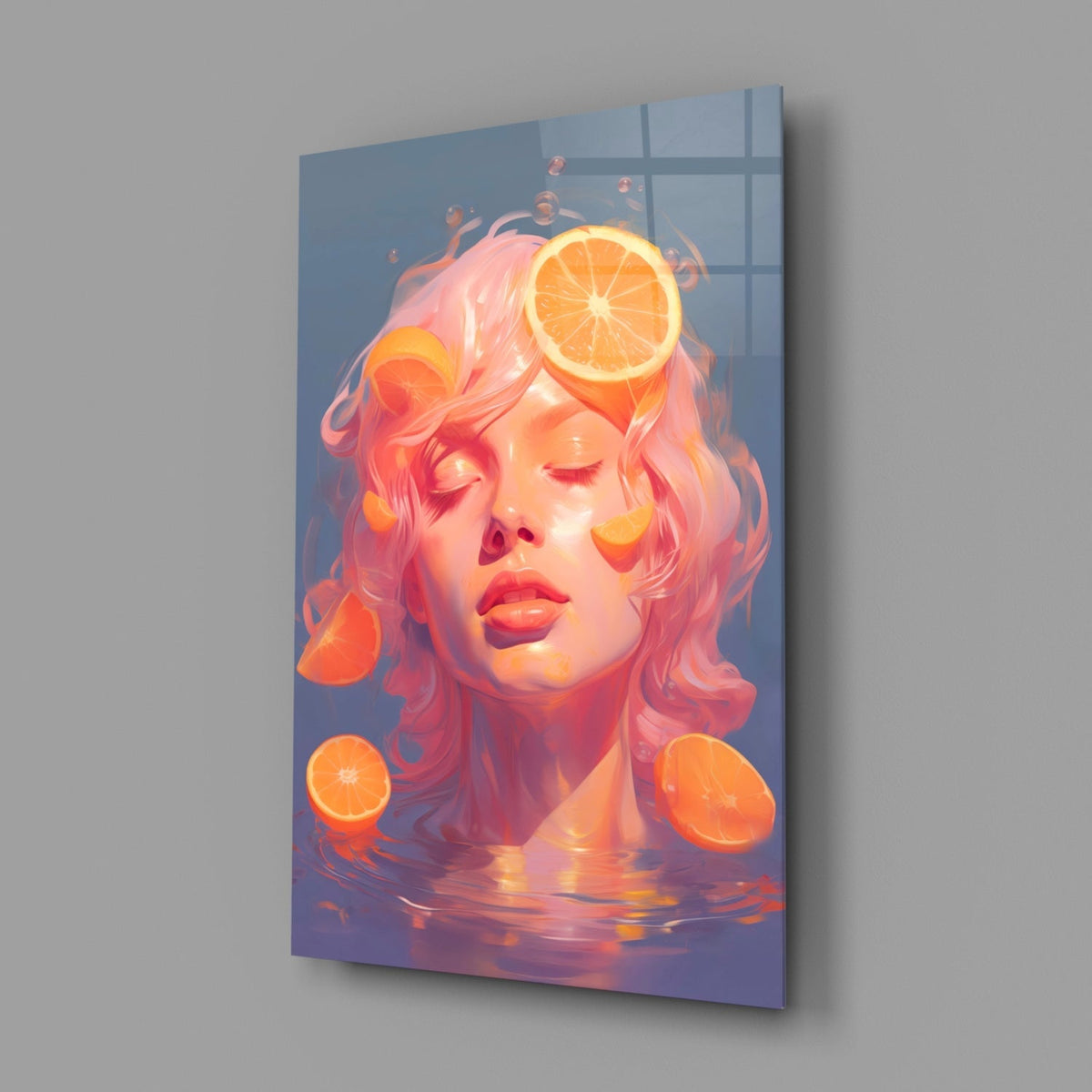 Orange Sunglasses Portrait Glass Wall Art