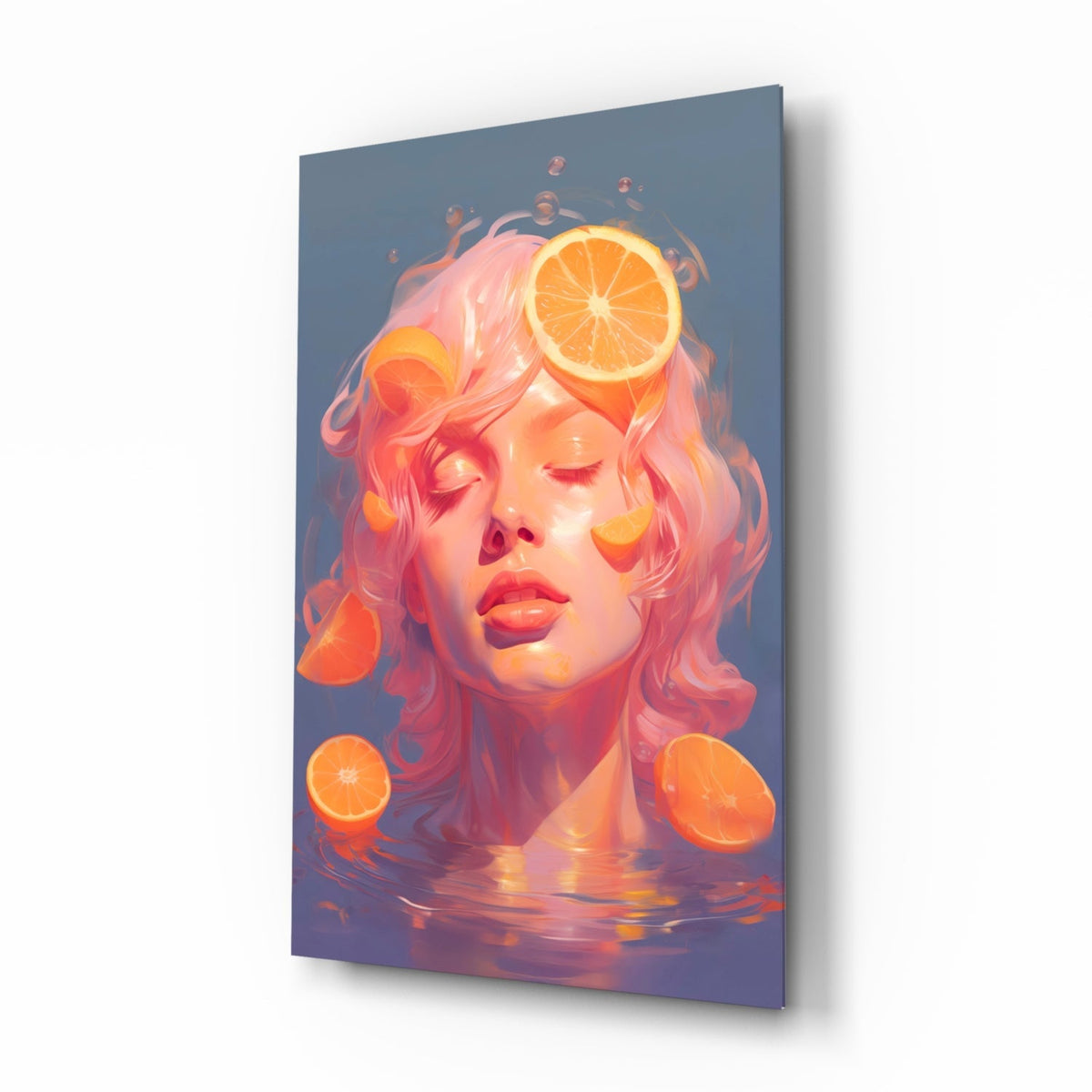 Orange Sunglasses Portrait Glass Wall Art