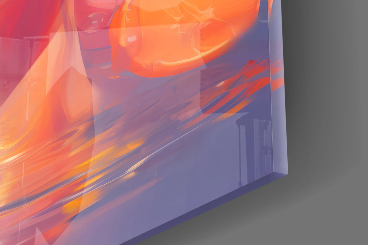 Orange Sunglasses Portrait Glass Wall Art