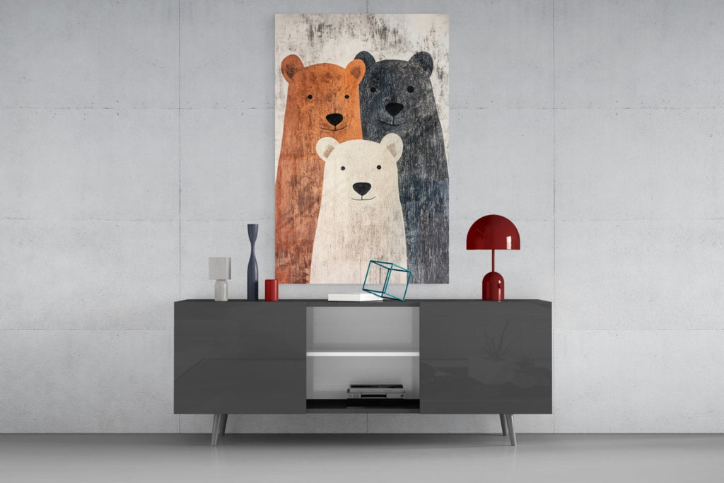 Three Bears Storybook Illustration Glass Art