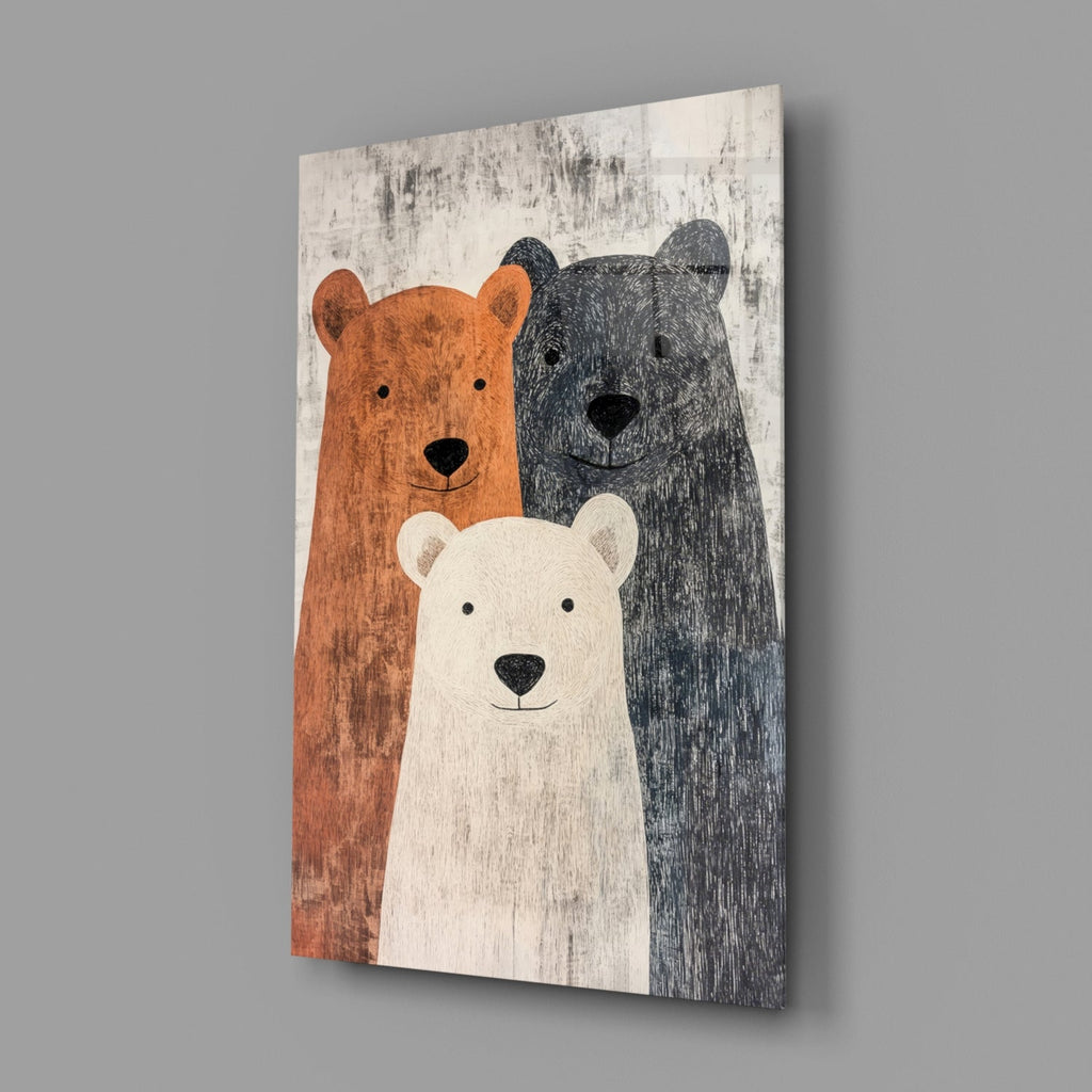 Three Bears Storybook Illustration Glass Art