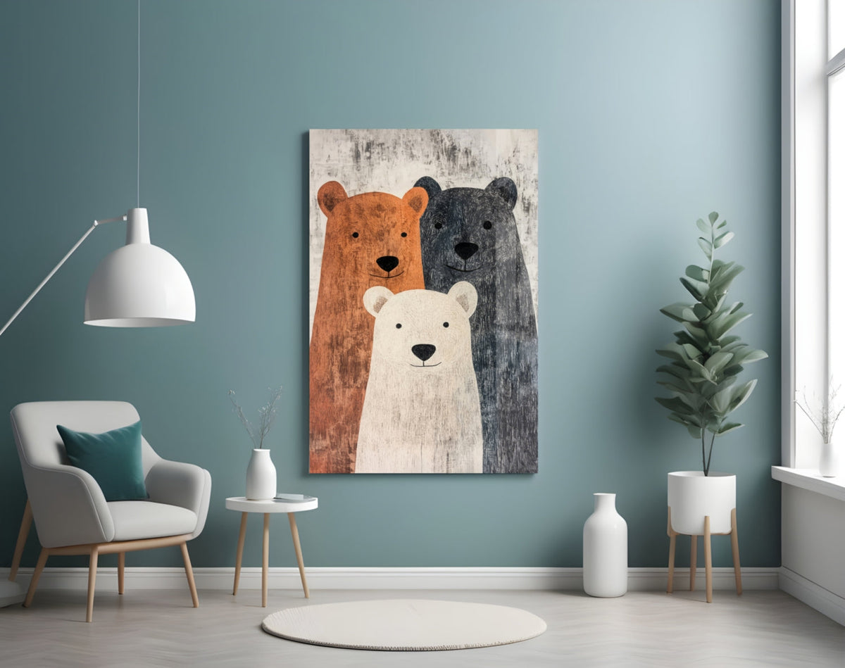 Three Bears Storybook Illustration Glass Art