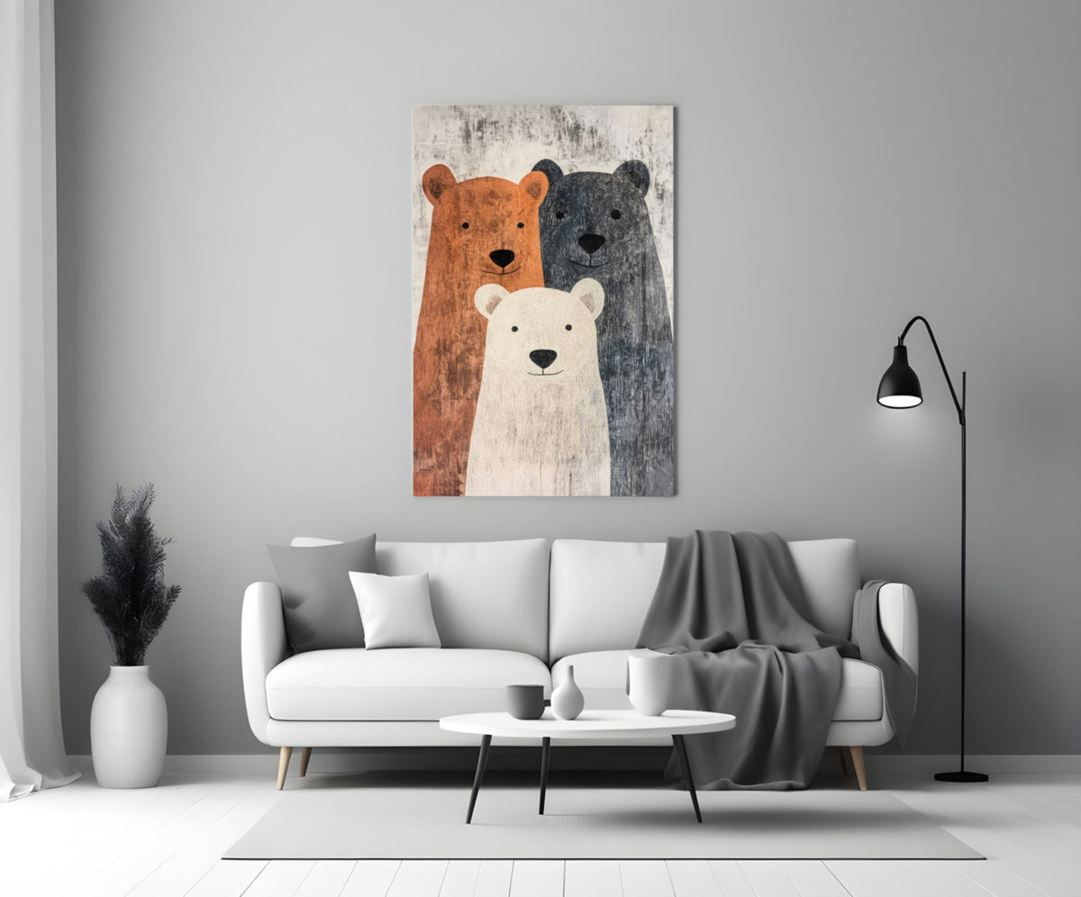 Three Bears Storybook Illustration Glass Art