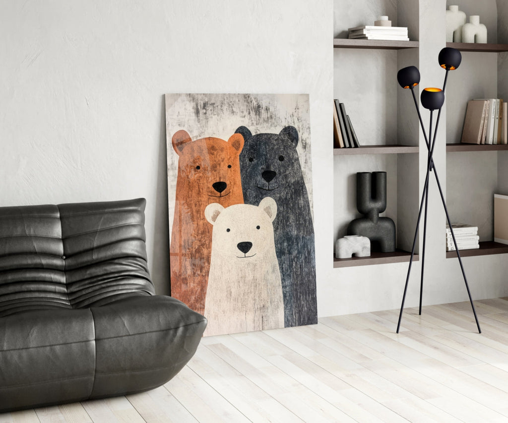 Three Bears Storybook Illustration Glass Art
