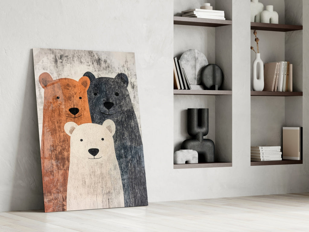 Three Bears Storybook Illustration Glass Art