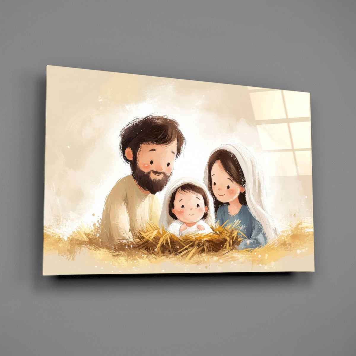 Little Holy Family Glass Wall Art