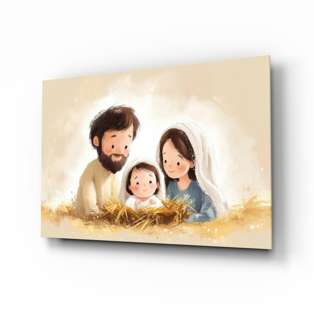 Little Holy Family Glass Wall Art