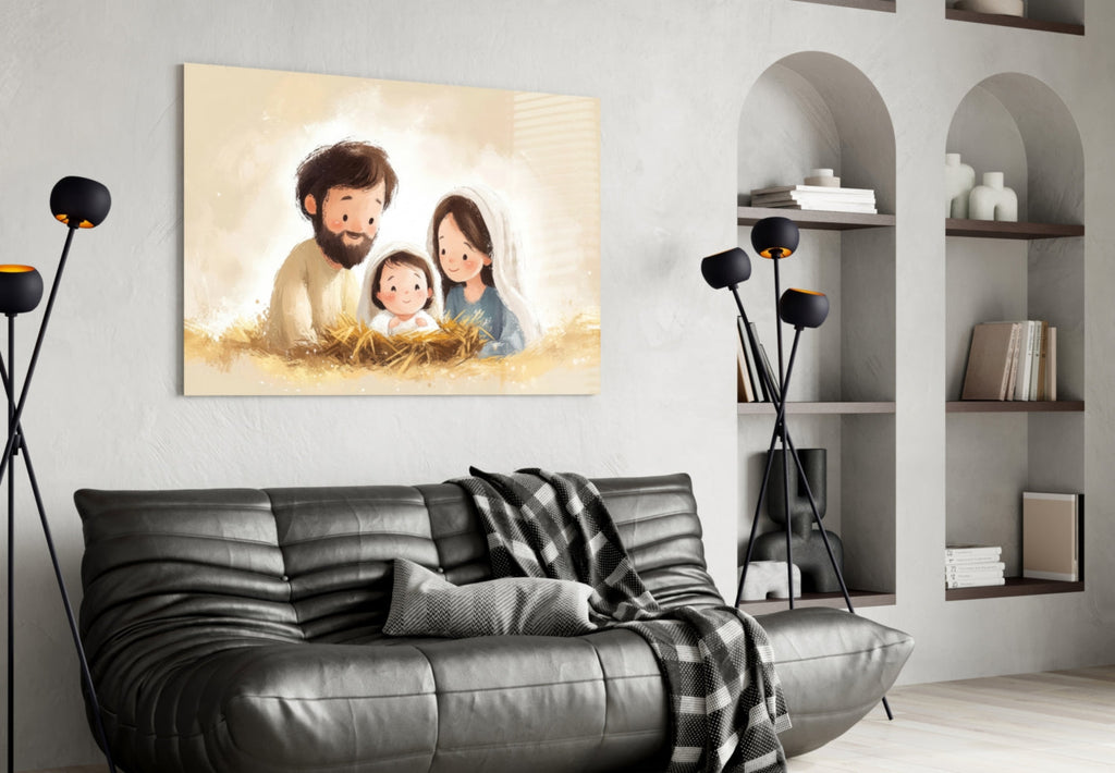 Little Holy Family Glass Wall Art