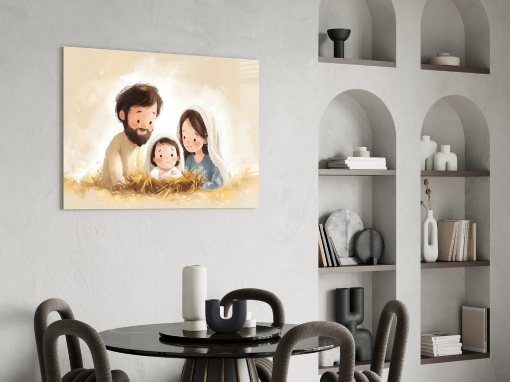 Little Holy Family Glass Wall Art