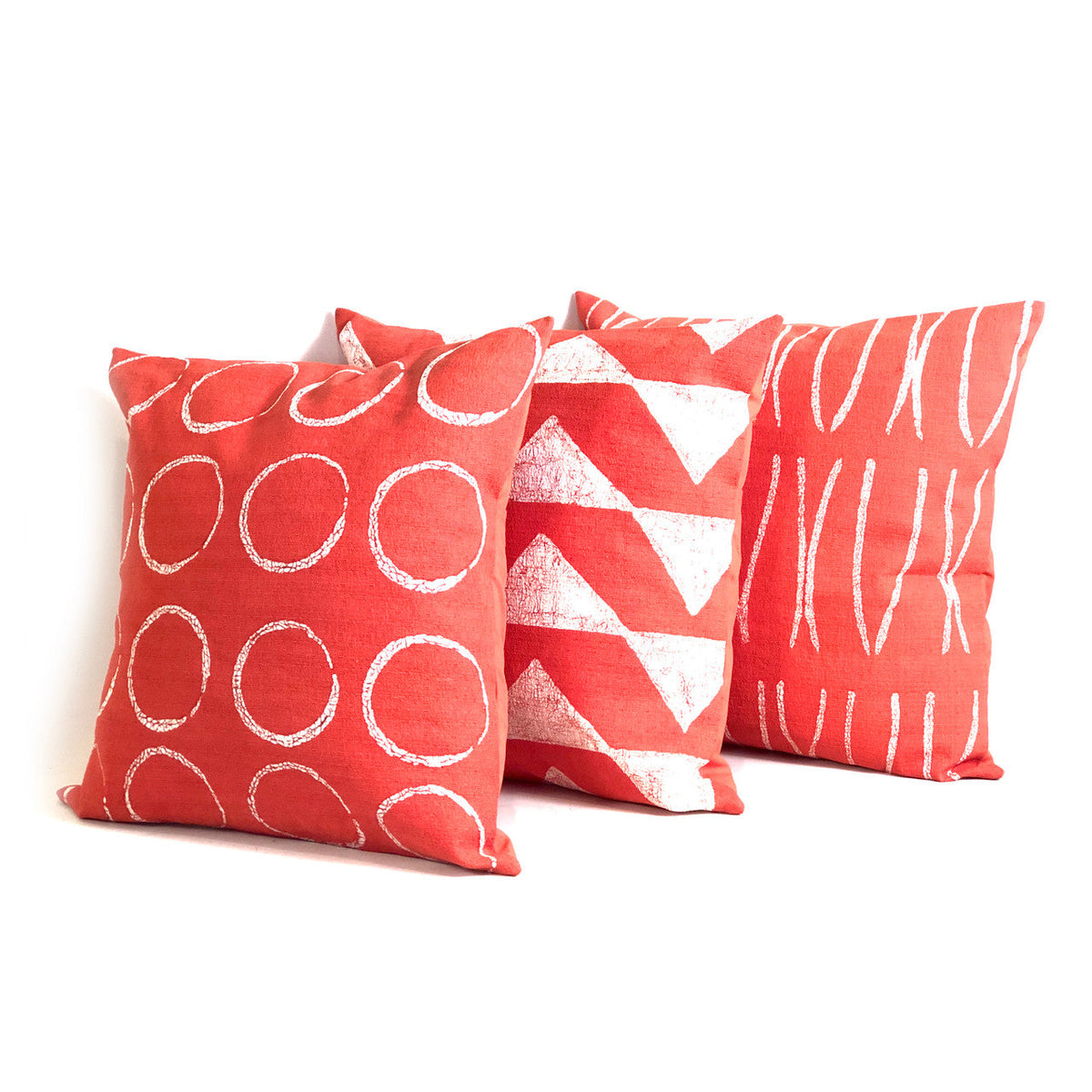 Sadza Lines Pillow Cover  Madagascar Coral
