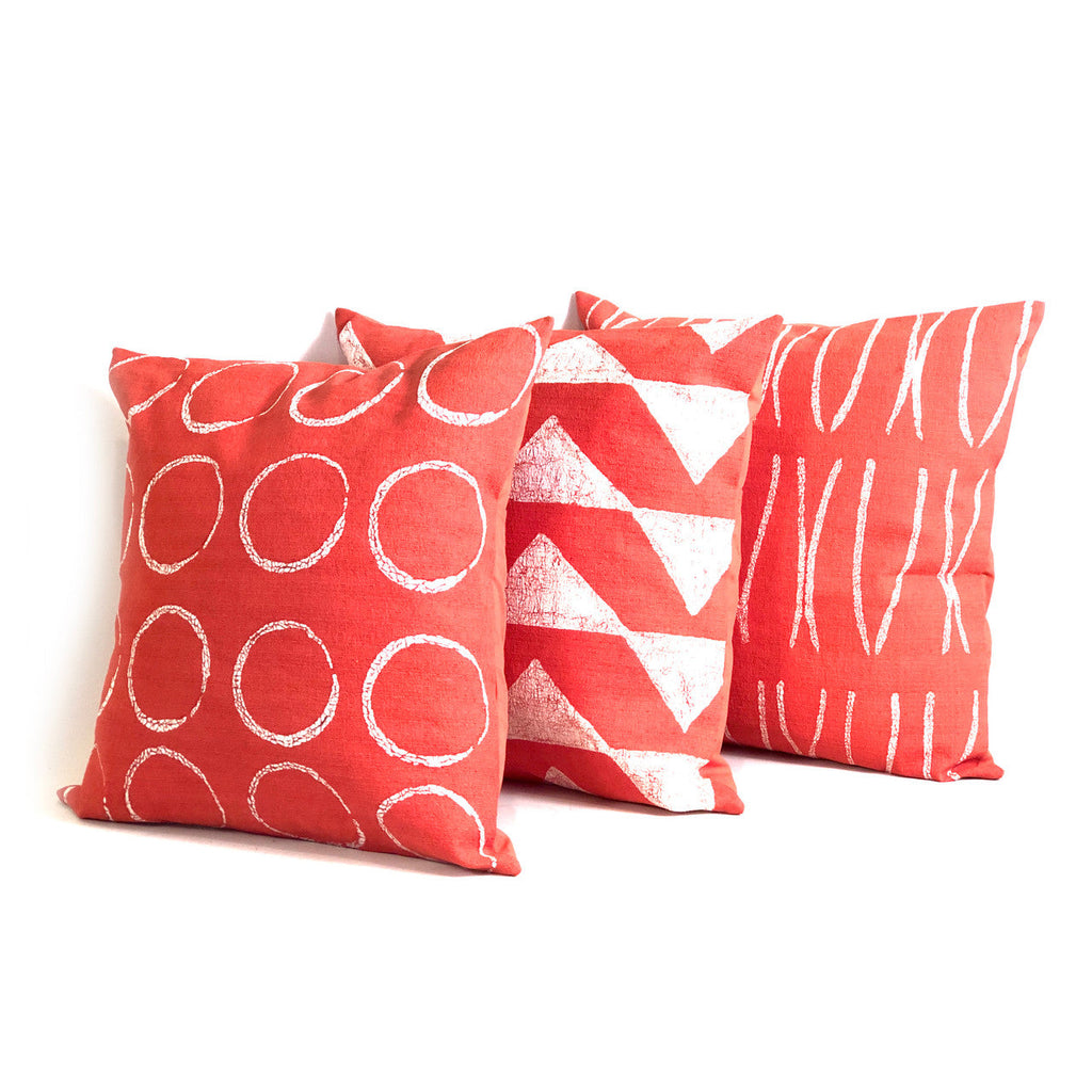 Sadza Circles Pillow Cover  Madagascar Coral