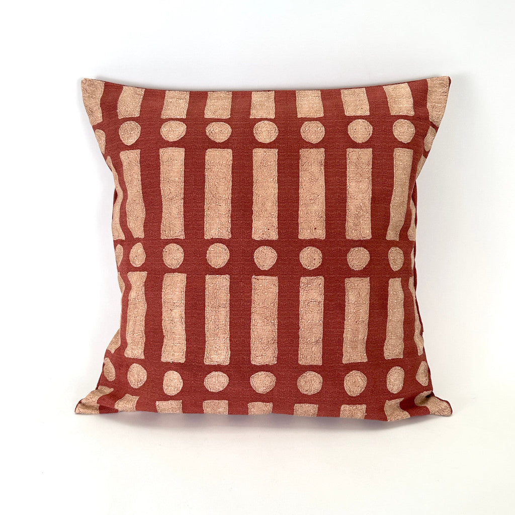 Terracotta Lines & Dots Sadza Pillow Cover Handcrafted in Zimbabwe