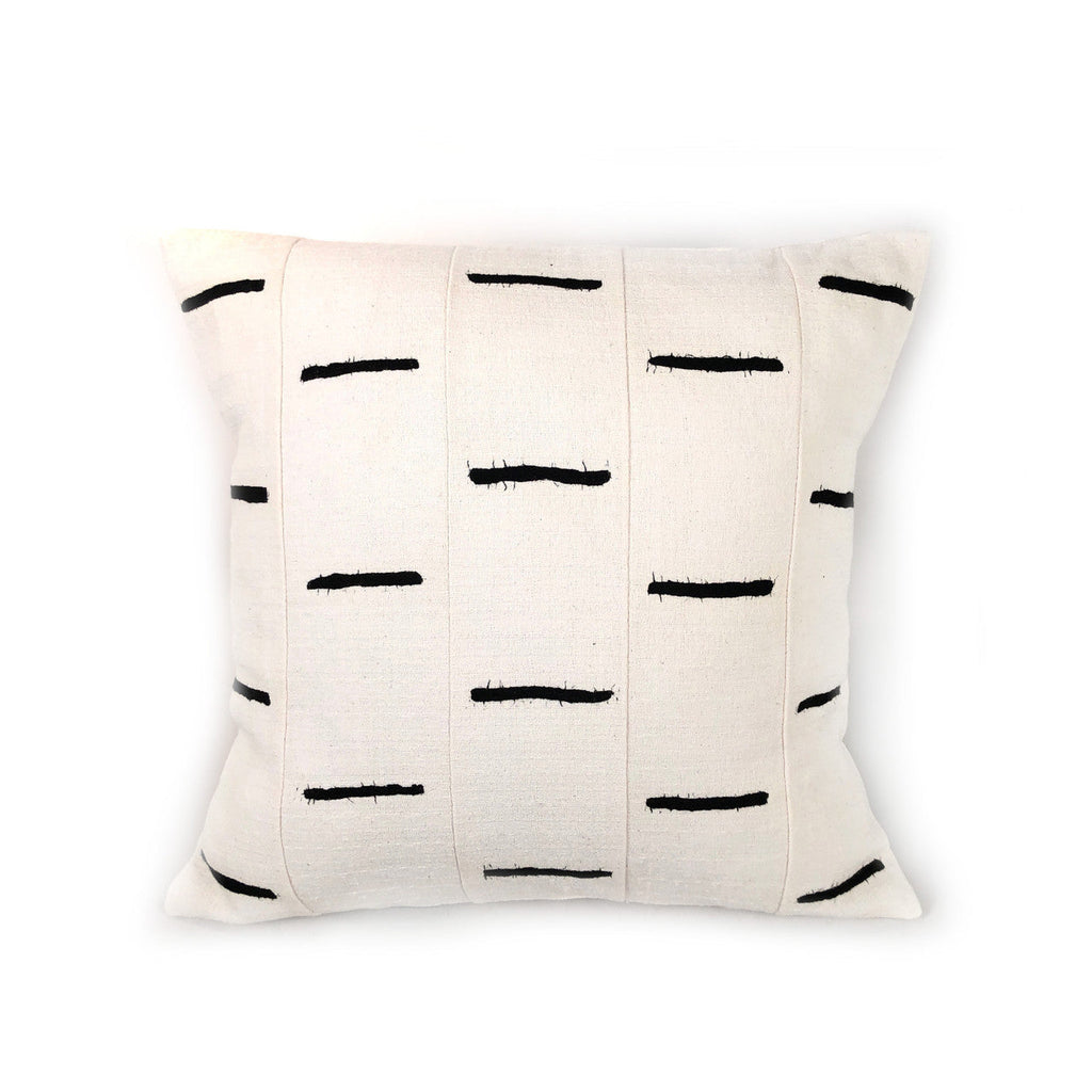 Sadza Dashes Pillow Cover  White, Handcrafted in Zimbabwe