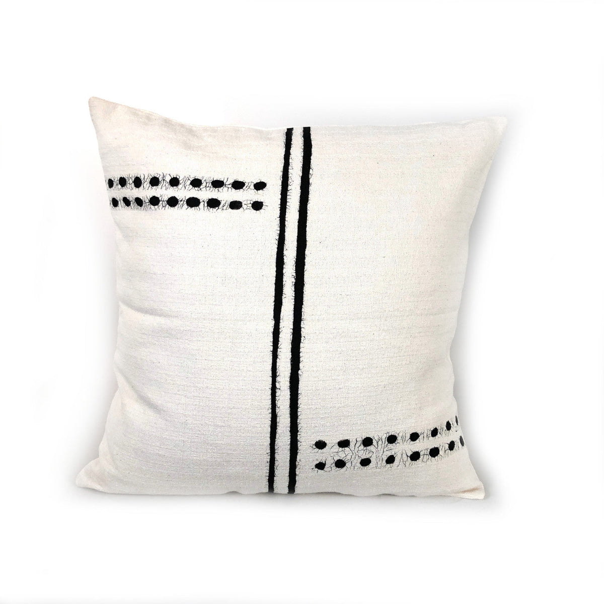 Sadza Dots & Lines Pillow Cover  White, Handcrafted in Zimbabwe