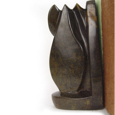 Elephant Serpentine Stone Bookends Hand-Carved in Zimbabwe