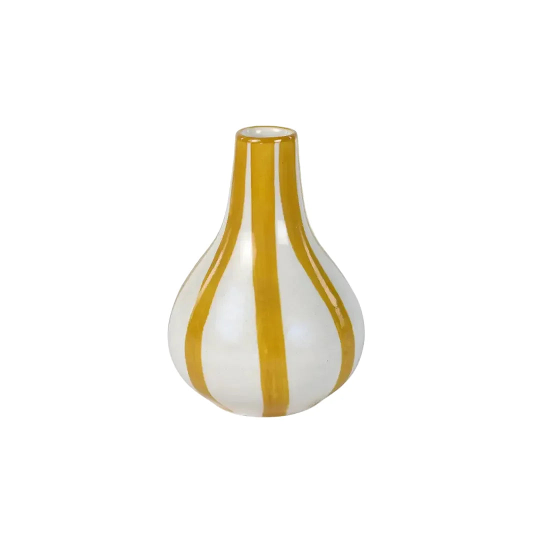 Yellow Stripe Bud Vase  Handpainted Ceramic